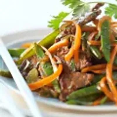 Stir-fried beef with seasonal vegetables