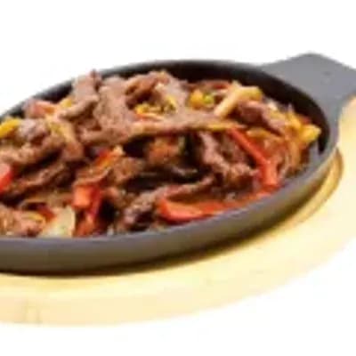 Satay beef on sizzling plate