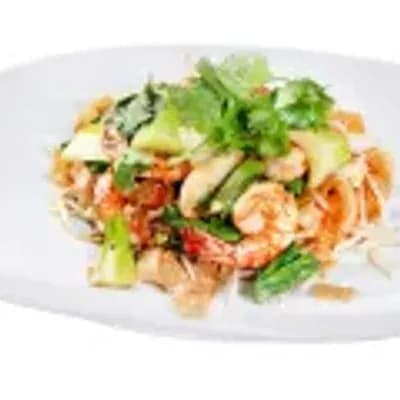 Stir-fried rice/egg noodles with prawns