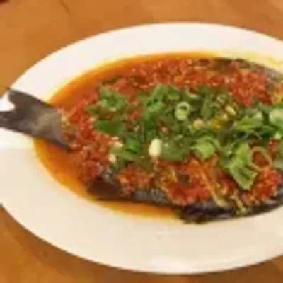 Sea bass with chopped chili